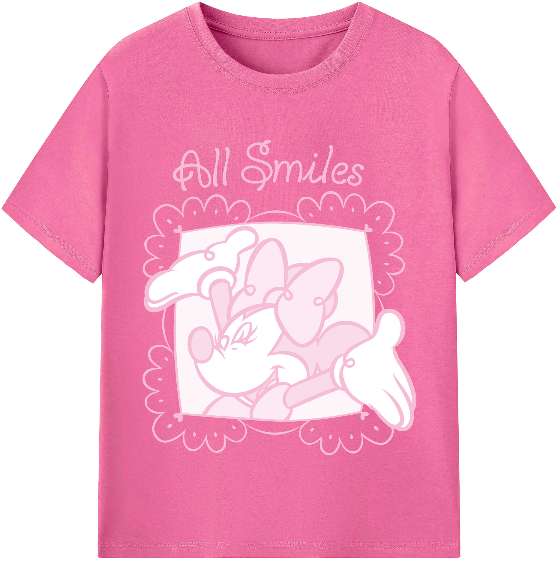 （画像用） ミッキーマウス Mickey Mouse レディースカジュアルプリントTシャツ（綿100％）